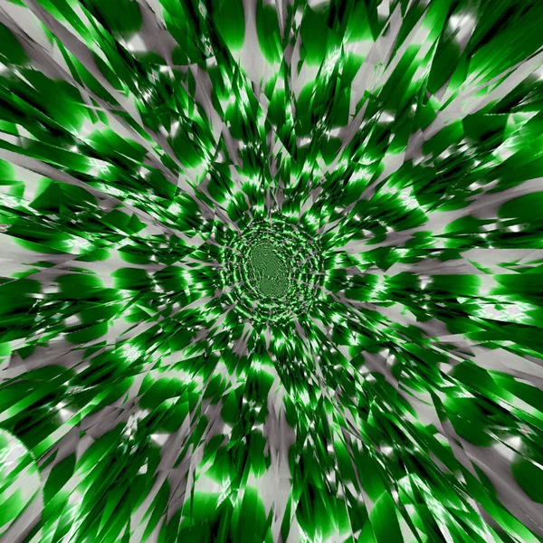 Mandala Rotante Frattale Verde Esplosione Effetto Carta Banner — Foto Stock