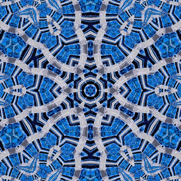 Japanese fresh blue mosaic pattern with white elements