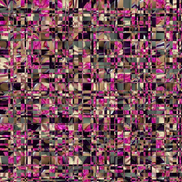 テキスタイルや壁紙のデザインのための正方形のモダンな パターン フクシア 蘭とピンク色の抽象的なコラージュ — ストック写真