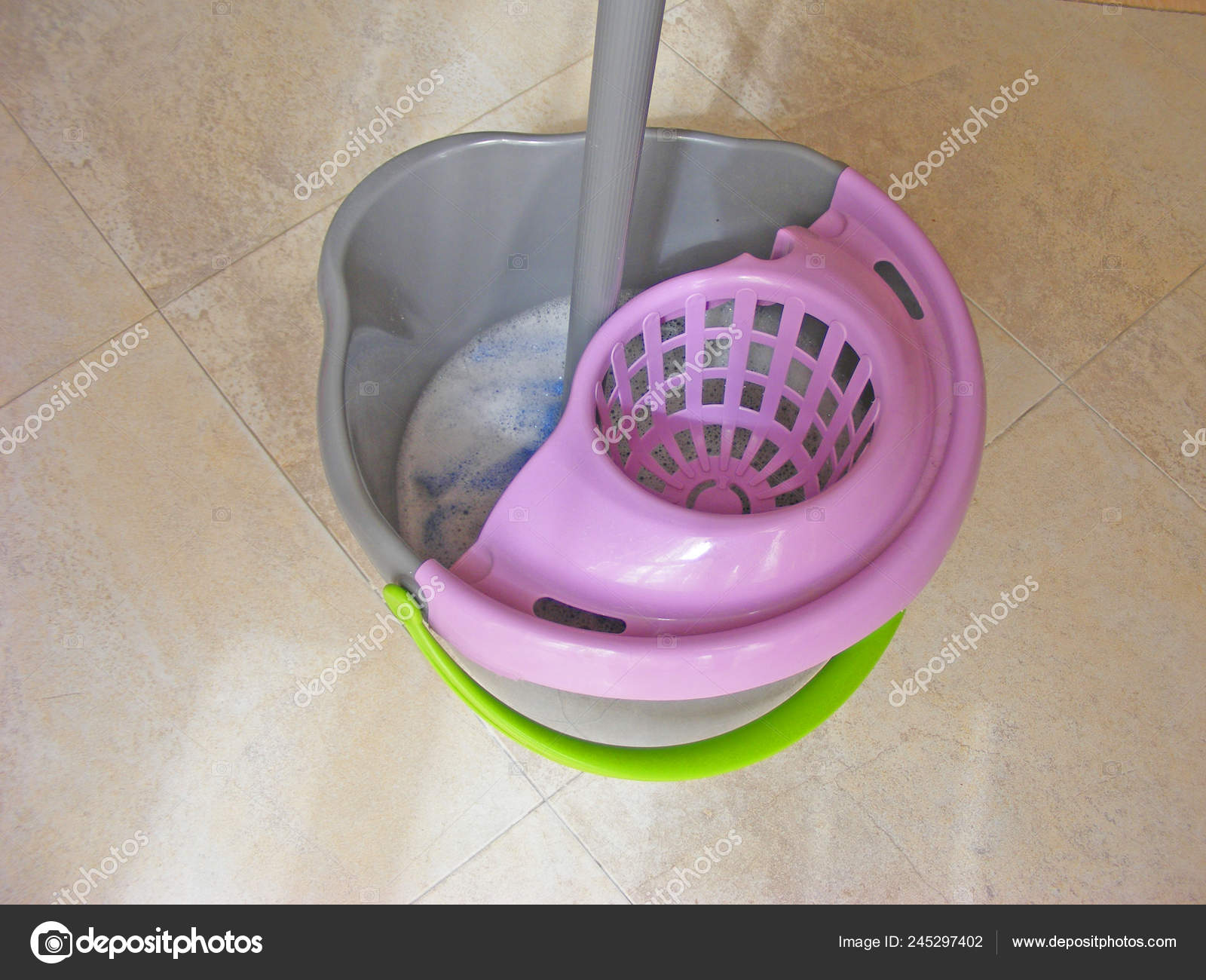 Close Mop Bucket Cleaning Floor Stock Photo by ©annafrby 245297402