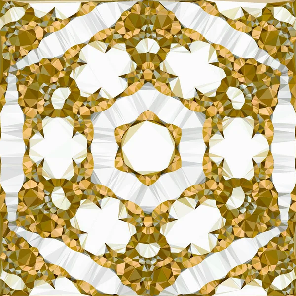装饰圆形花边图案 金色刺绣六角形曼陀罗 — 图库照片