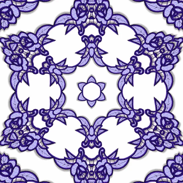 Mandala Ornamental Efeito Fractal Floco Neve Bordado — Fotografia de Stock