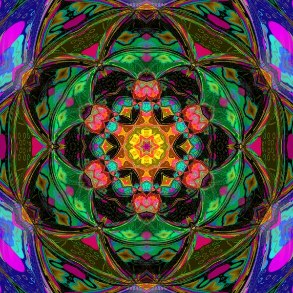 Mandala Ethnique Coloré Avec Des Éléments Décoratifs Triangles — Photo