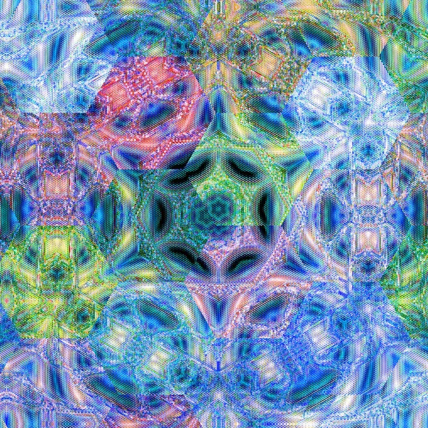 Zeshoekige Kleurrijke Mandala Effect Honey Comb Hex Patroon — Stockfoto