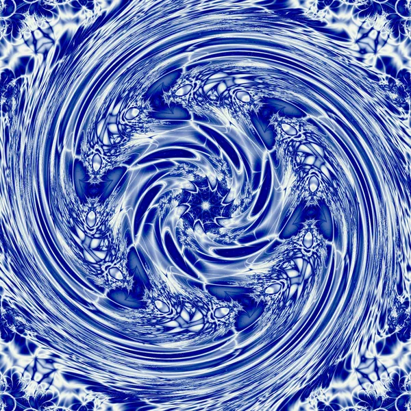 Синий Белый Гипнотический Вихрь Зимний Узор Синем Цвете Гжеля — стоковое фото