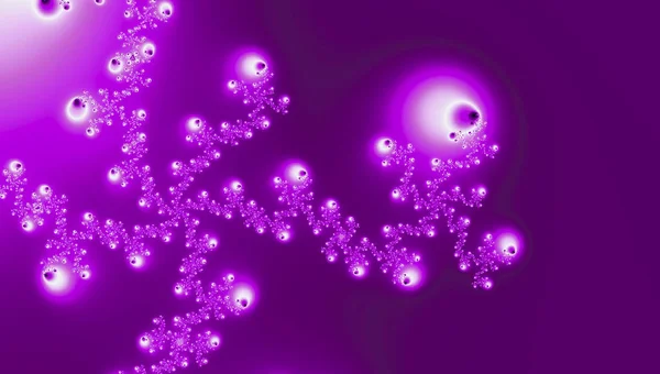 Ultra violet fractal background with dotted waves in perspective and shining bubbles