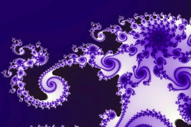 Deniz kabuğu dinamik silueti ile fraktal ultra violet arka plan girdap