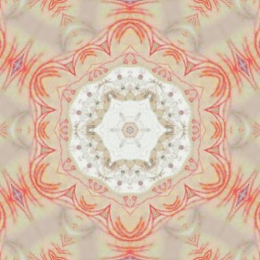 kaleydoskop bej döşeme kırmızı süsleme, mandala soluk pastel renklerde şişme top ile