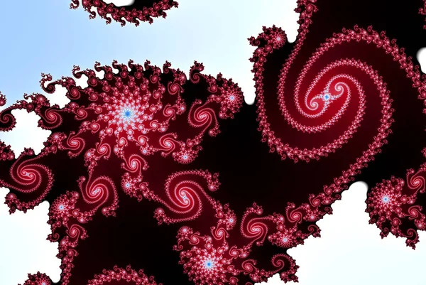 Abstrakta Färgstarka Reda Spiral Mörk Fractal Blå Himmel Bakgrund — Stockfoto