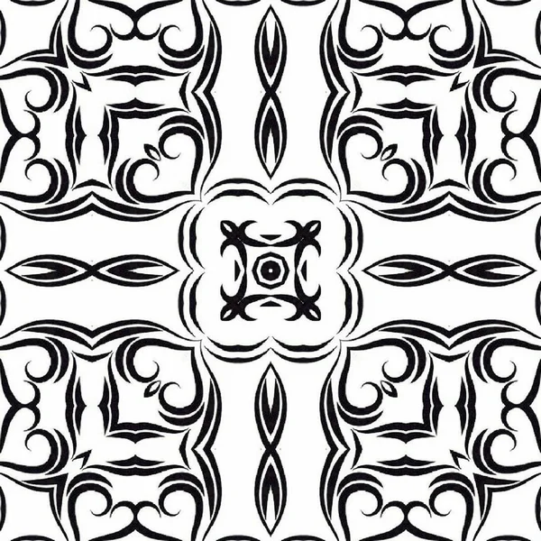 Astratto Motivo Geometrico Bianco Nero Mosaico Medievale Tatuaggio Libro Antistress — Foto Stock