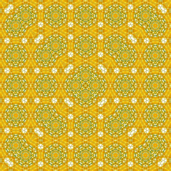 Quadrado Floral Caleidoscópio Primavera Amarelo Padrão Dente Leão — Fotografia de Stock