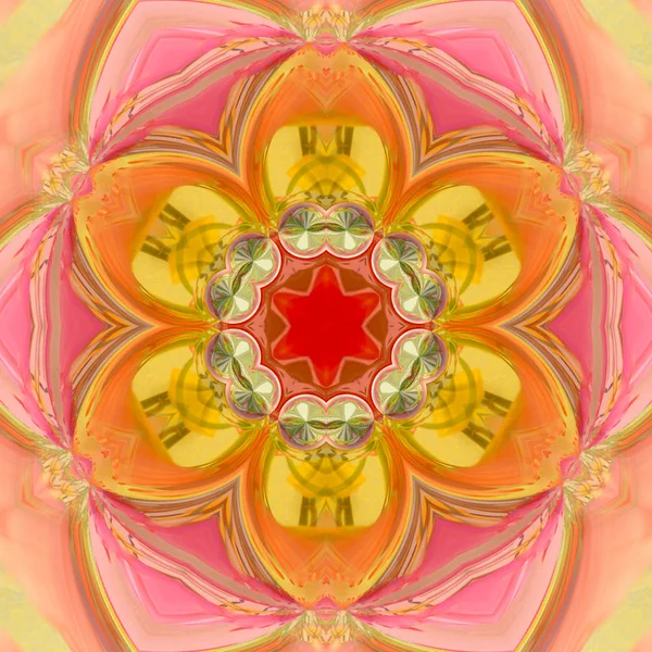 Rose Jaune Pastel Carrelage Floral Mandala — Photo