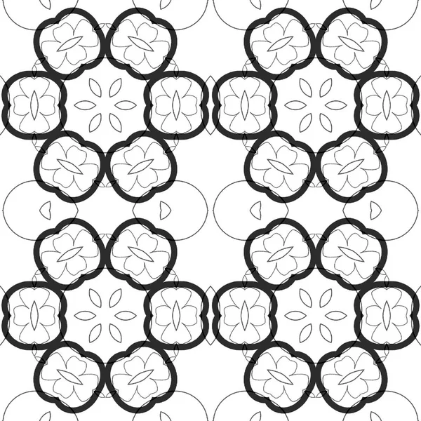 Blumen Schwarz Weiße Kreise Bild Antistress — Stockfoto