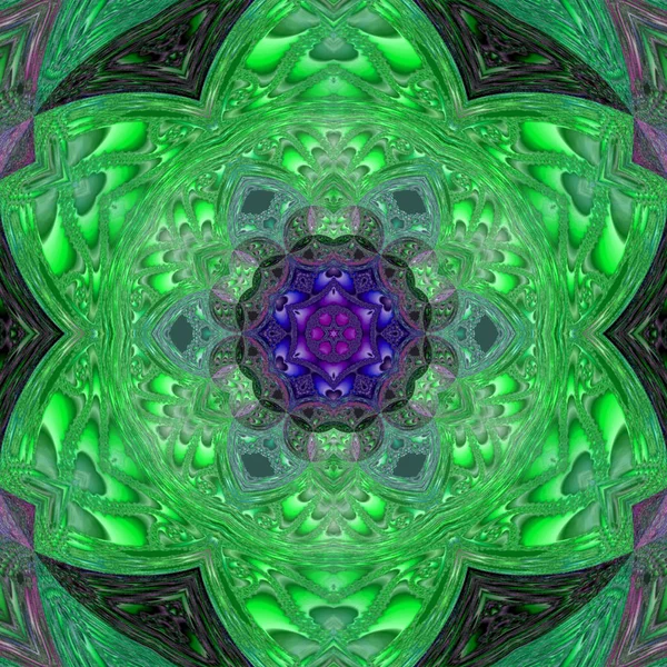 Colorato Primavera Mosaico Mandala Floreale Verde Colori Neon — Foto Stock
