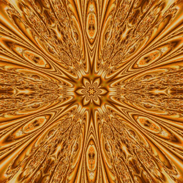 Мифический Калейдоскоп Виде Золотой Звезды Мандала Геометрический Вращающийся Фрактал — стоковое фото