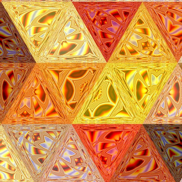 오렌지 노란색과 빨간색 패치워크 효과에 삼각형 — 스톡 사진