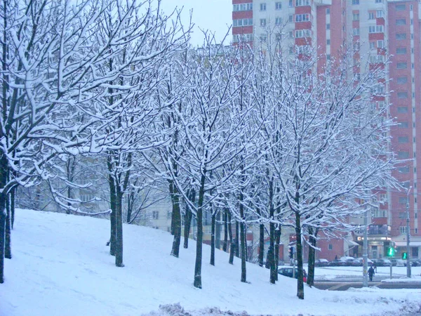 Primavera Polar Fría Minsk Ciudad Nieve Marte — Foto de Stock
