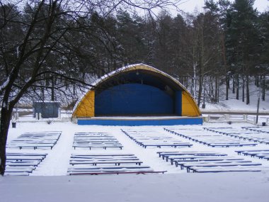 Kış kar straw-hat tiyatro
