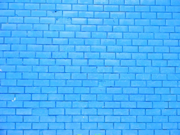 Parede Tijolo Que Foi Pintado Azul — Fotografia de Stock