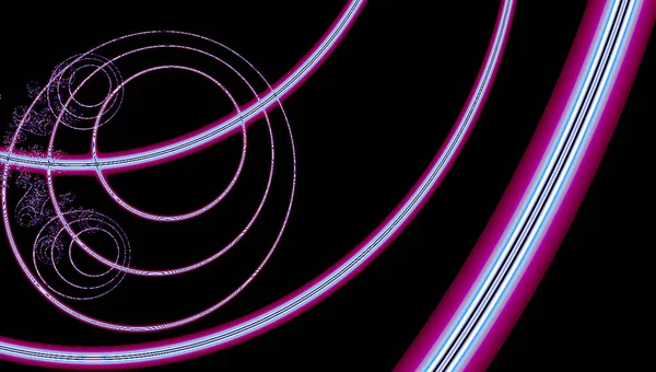 Ultra violet dark fractal with lines and circles in spectral colors on black background