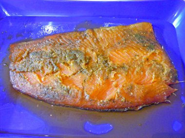 Alabalık füme fileto yakın çekim