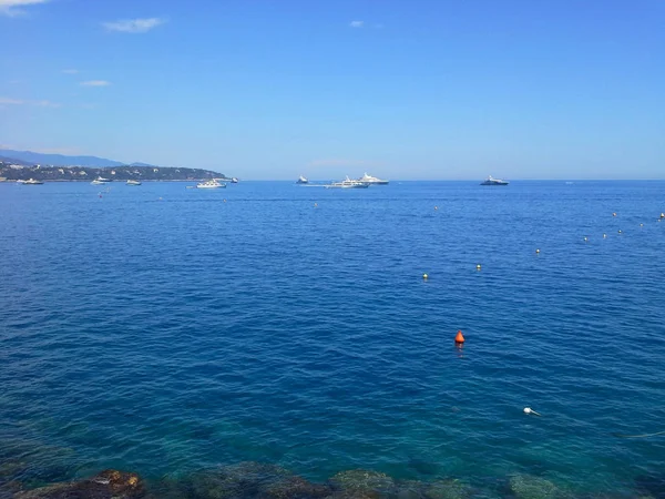 Kedvtelési Célú Vitorlás Hajók Hátország Hűvös Kék Árnyalattal Monaco — Stock Fotó