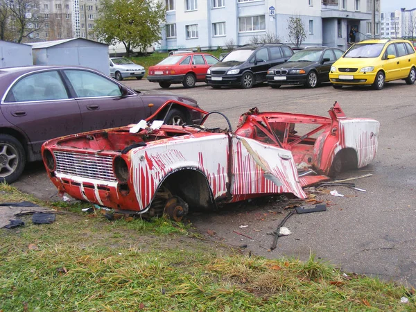 Rotes Auto Kaputt Sportwagen — Stockfoto