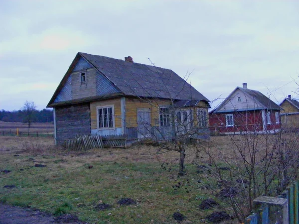 Ancienne Maison Bois Rural Architecture Bélarus — Photo