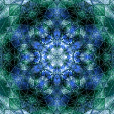 Güzel mavi çiçek üçgen mandala