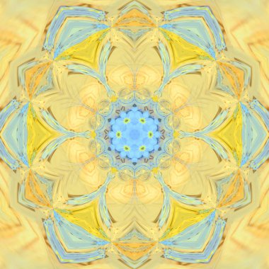 mavi sarı bahar çiçek mandala Mozaik