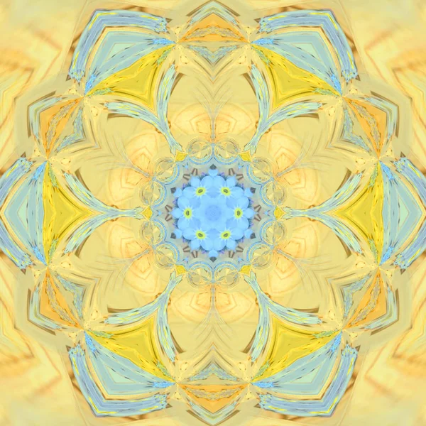 Azul amarillo primavera floral mandala mosaico — Foto de Stock