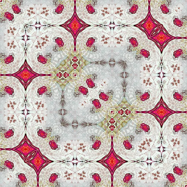 Espiral quadrado mosaico caleidoscópio em vermelho, branco — Fotografia de Stock