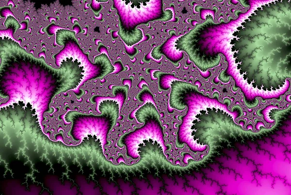 ピンク グリーンのスパイラル波フラクタル旋回 — ストック写真