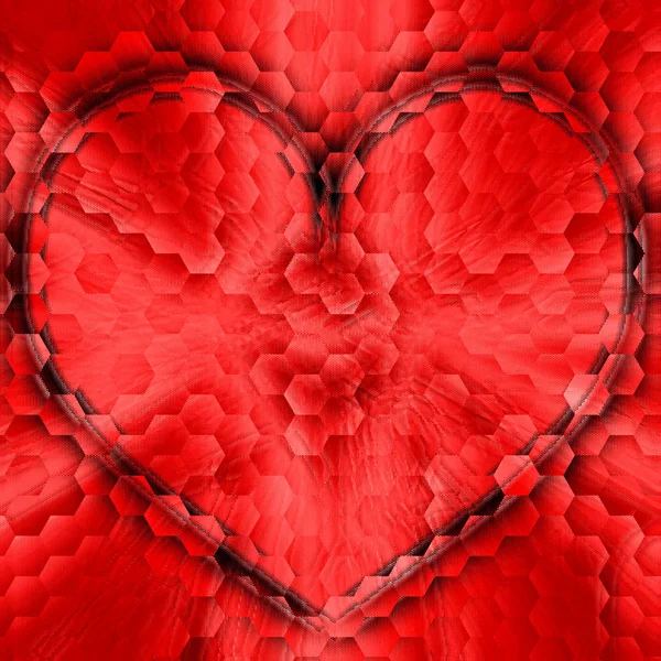 Gradient Rotes Herz Sechseck Karte — Stockfoto