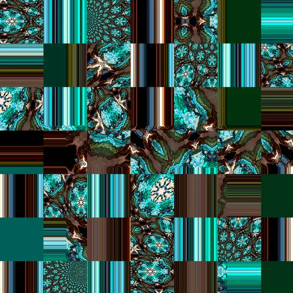 Groen Blauw Teal Vierkante Mozaïek Abstracte Achtergrond — Stockfoto