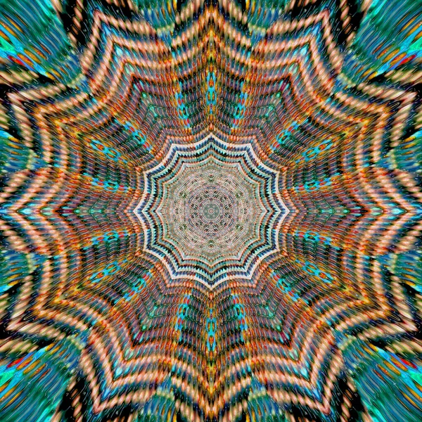 Grunge Sunburst Achtergrond Met Abstracte Deeltjes Lichtstralen Levendige Mandala — Stockfoto