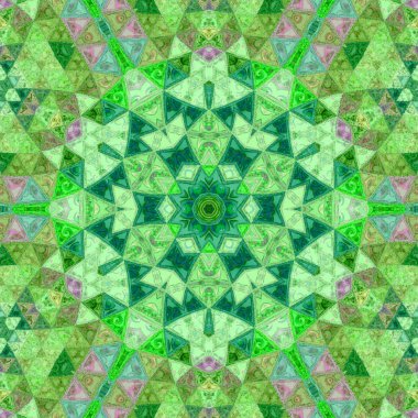 Renkli üçgenler mozaik afiş. Işık yeşil renkte etnik köken. Modern degrade kapak.