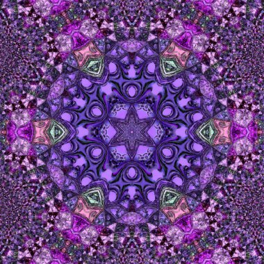 Dekoratif tasarım için mockup, Fraktal unsurlarla mor renkte arabesk.