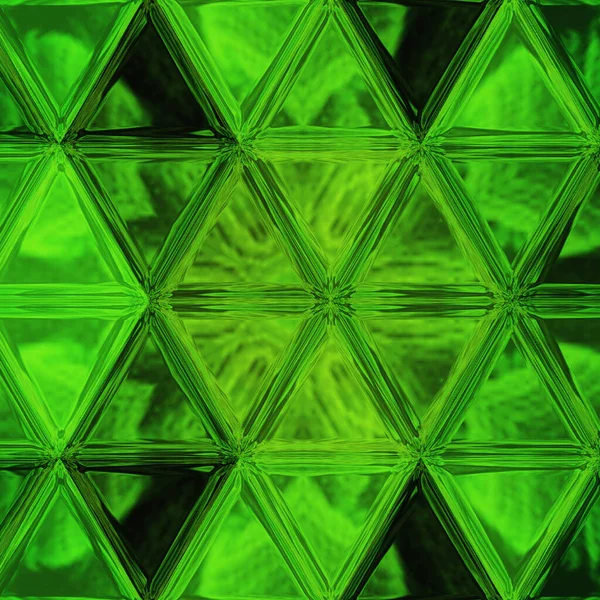Groene Wazige Driehoek Achtergrond Met Gebrandschilderd Glas Effect — Stockfoto