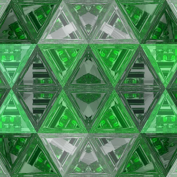 Astratto Sfondo Verde Con Triangoli Rilievo Effetto Vetro Colorato — Foto Stock