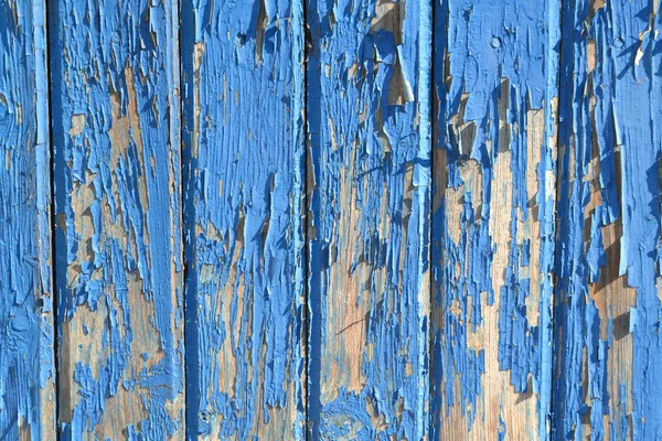 Old Blue Planks Peeling Paint Shabby Weathered Timber Empty Space — Stock Photo, Image