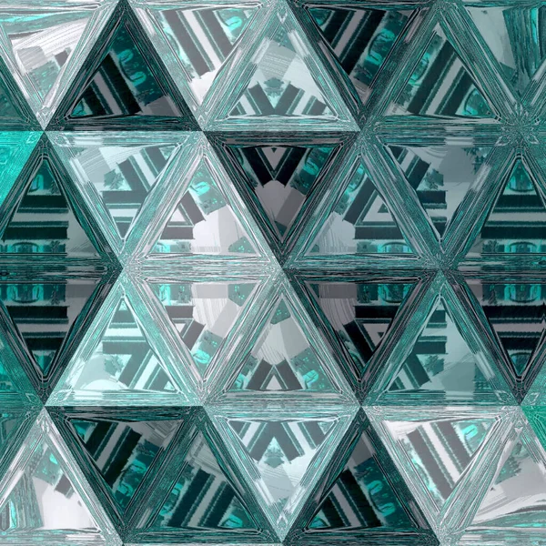 Abstract triangles transparent mosaic modern geometric background in teal and turquoise