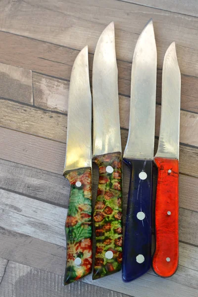 Ручні Ножі Столі Вертикальне Фото — стокове фото