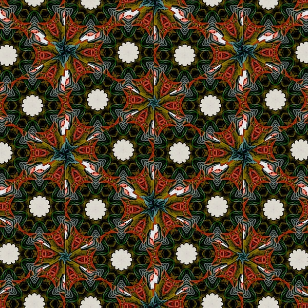 Ornate Hexagonale Patroon Met Mandala Driehoeken Elementen — Stockfoto