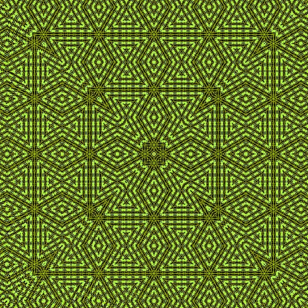装饰背景。 带绿色背景的抽象分形几何线的东方旧地毯装饰品 — 图库照片