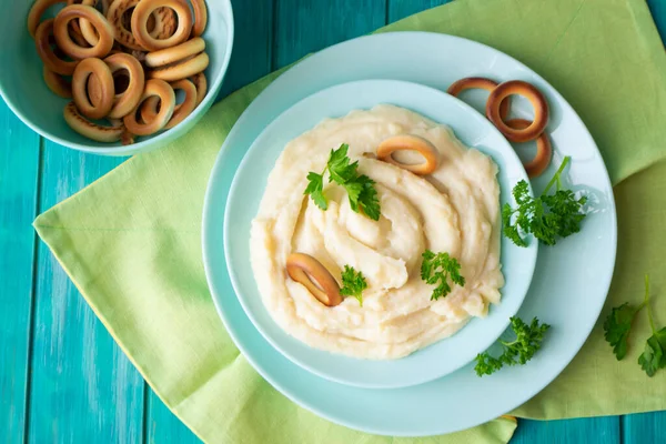 Mashed Potato Russian Bublik Top View Flat Lay — Stock Photo, Image