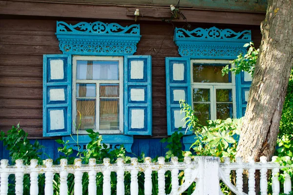 Blue Figure Wooden Frame Windows Оконная Рама Различных Форм Виде — стоковое фото