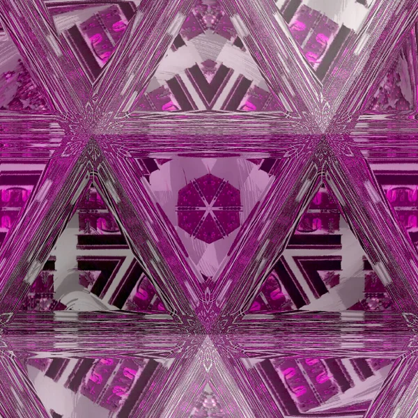 Πολύχρωμο Βιτρό Παράθυρο Τριγωνικό Γεωμετρικό Σχέδιο Διαφανές Μωβ Φόντο Εκτύπωση — Φωτογραφία Αρχείου