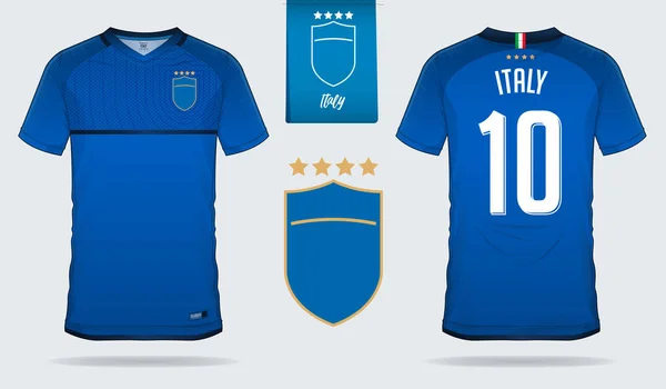 Talya Millî Futbol Takımı Futbol Jersey Veya Futbol Takımı Şablon — Stok Vektör