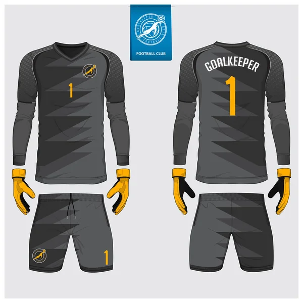 Doelman Trui Voetbal Kit Jersey Met Lange Mouwen Keeper Handschoen — Stockvector